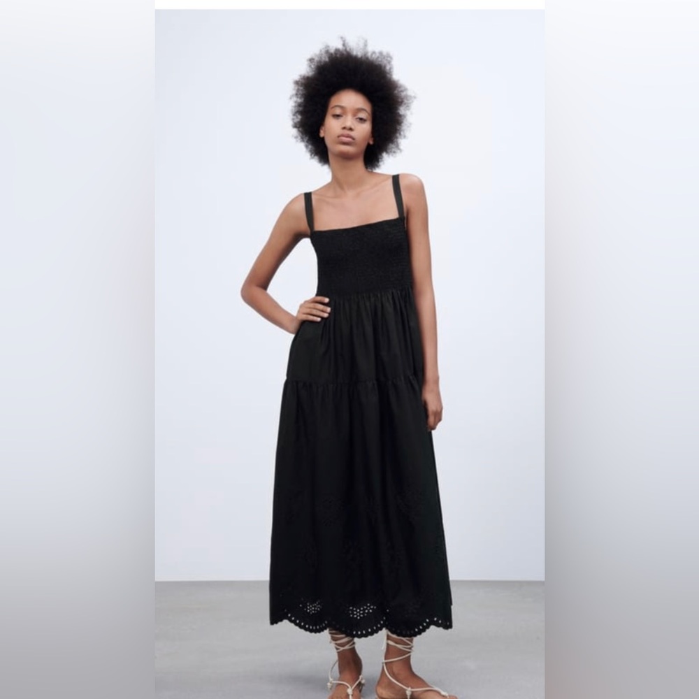 Maxi open work embroidered zara dress